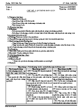 Kế hoạch bài dạy Tin học Lớp 8 - Chương trình cả năm - Năm học 2022-2023 - Đoàn Xuân Nhật