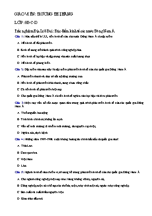 Trắc nghiệm Địa lí Lớp 8 - Bài: Đặc điểm kinh tế các nước Đông Nam Á