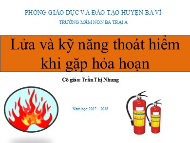 Bài giảng Mầm non Lớp Lá - Lửa và kỹ năng thoát hiểm khi gặp hỏa hoạn (GV: Trần Thị Nhung - Trường MN Ba Trại A)