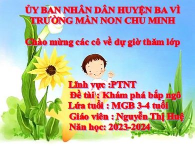 Bài giảng Mầm non Lớp Mầm - Đề tài: Khám phá bắp ngô (GV: Nguyễn Thị Huệ - Trường MN Chu Minh - Năm học 2023-2024)