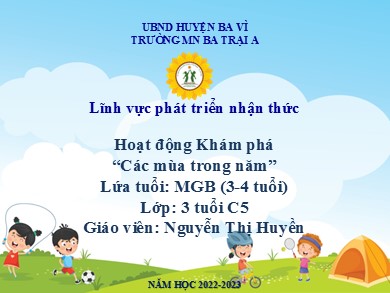 Bài giảng Mầm non Lớp Mầm - Hoạt động Khám phá Các mùa trong năm - Lĩnh vực phát triển nhận thức (GV: Nguyễn Thị Huyền - Trường MN Ba Trại A)