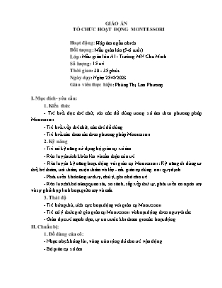 Kế hoạch bài dạy Mầm non Lớp Lá - Hoạt động Hộp âm ngẫu nhiên (GV: Phùng Thị Lan Phương - Trường MN Chu Minh - Năm học 2022-2023)