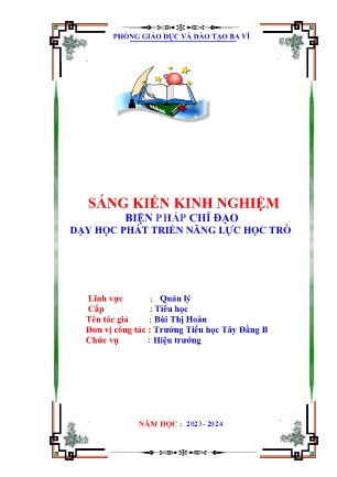 SKKN Biện pháp chỉ đạo dạy học phát triển năng lực học trò (GV: Bùi Thị Hoàn - Trường TH Tây Đằng B - Năm học 2023-2024)