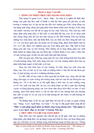 SKKN Một vài giải pháp quyết định sự thành công trong phong trào: “Xây dựng cơ quan Xanh-Sạch-Đẹp và An toàn” ở trường Tiểu học (GV: Lê Thị Thơm - Trường TH Cam Thượng)