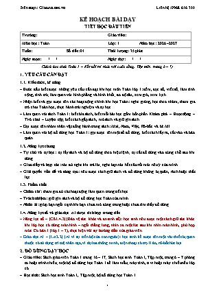 Kế hoạch bài dạy (KHBD) Toán lớp 1 năm học 2026-2027 trọn bộ cả năm tích hợp năng lực số và AI