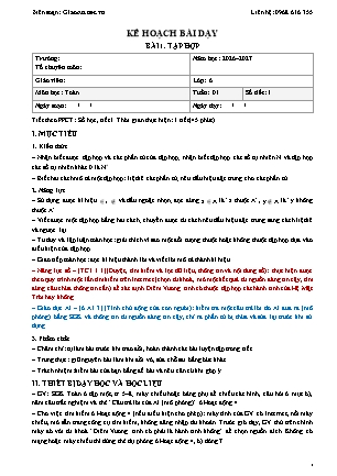 Kế hoạch bài dạy (KHBD) Toán lớp 6 năm học 2026-2027 trọn bộ cả năm tích hợp năng lực số và AI